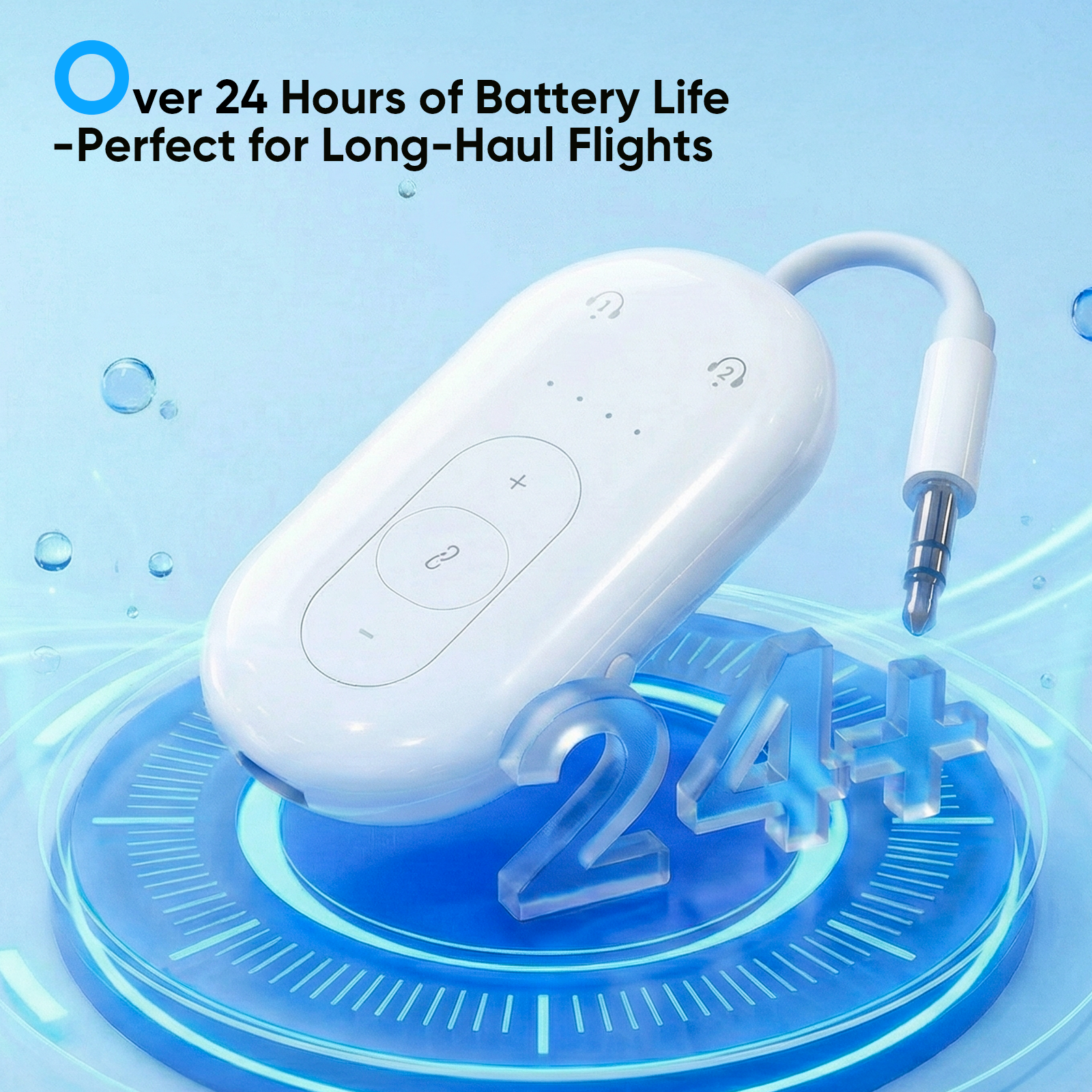Bluetooth 2-in-1 Transmitter Receiver, AUX Audio Adapter for Airplane, TV, Car, Gym & Speakers